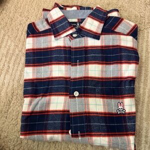 Psycho Bunny Navy and Red Plaid Casual Button Down Shirt
